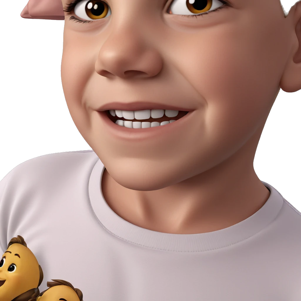 realistic solo portrait with smile emoji
