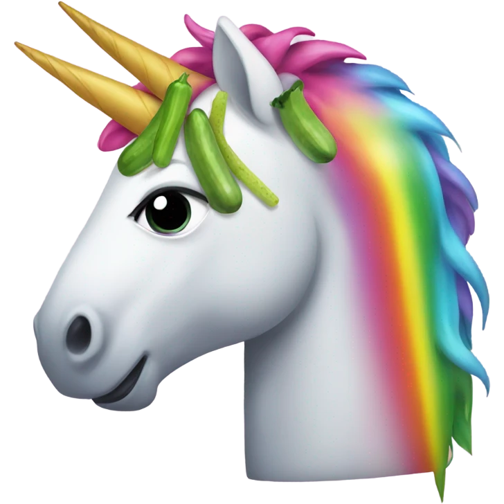 Rainbow unicorn with a pickle  emoji