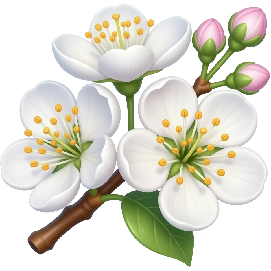 нарисуй цветы груши с лоском и объёмом с насыщенным цветом emoji