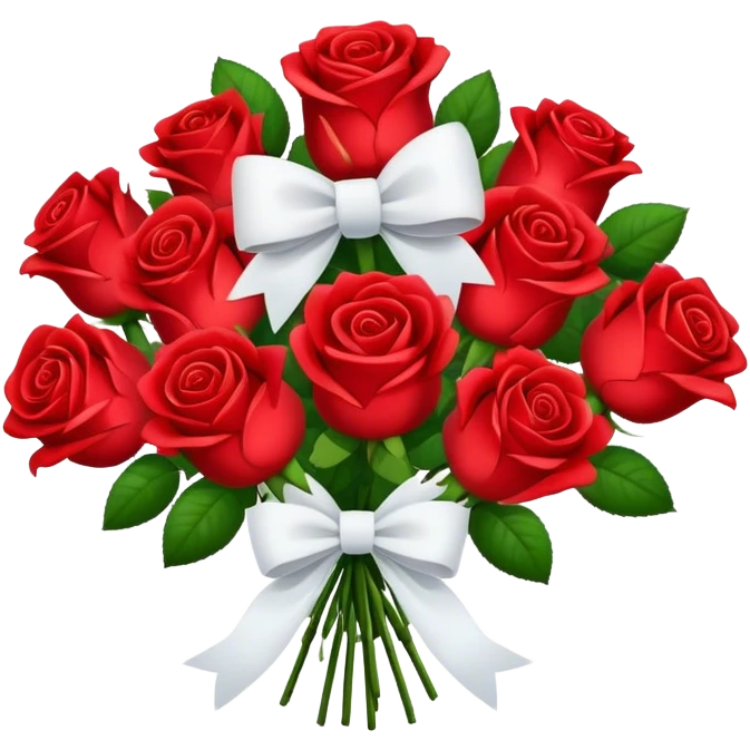 red roses Bouquet with white bow emoji
