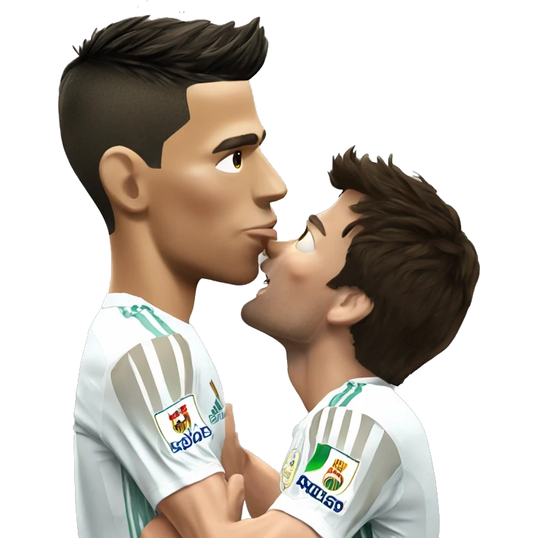 Cristiano Ronaldo kissing Messi emoji