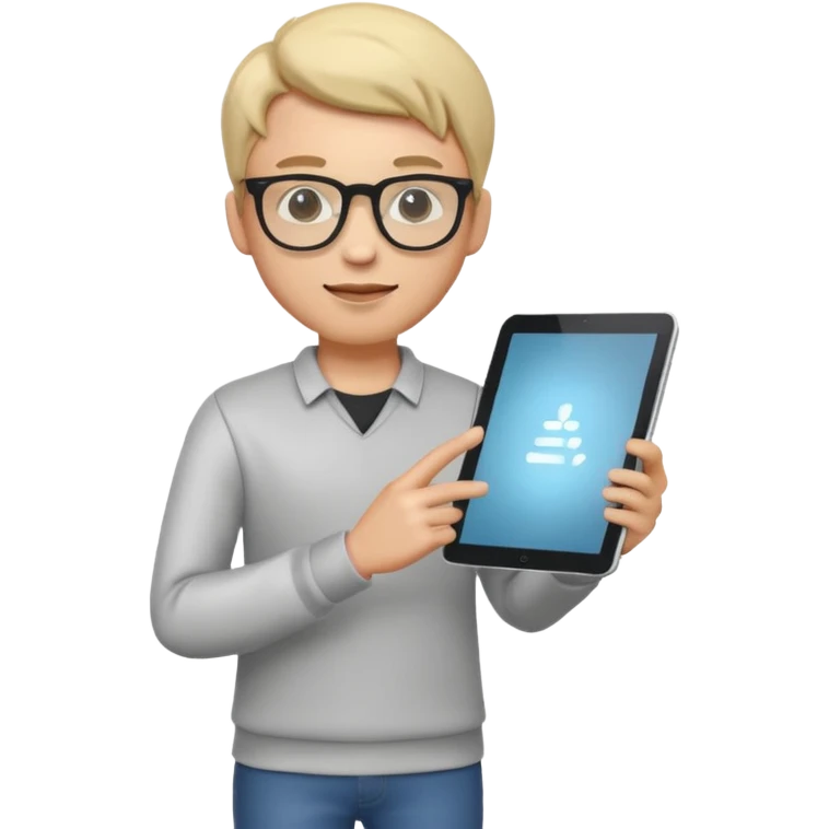 3D imoji of Young man who is graphics design full body stand emoji