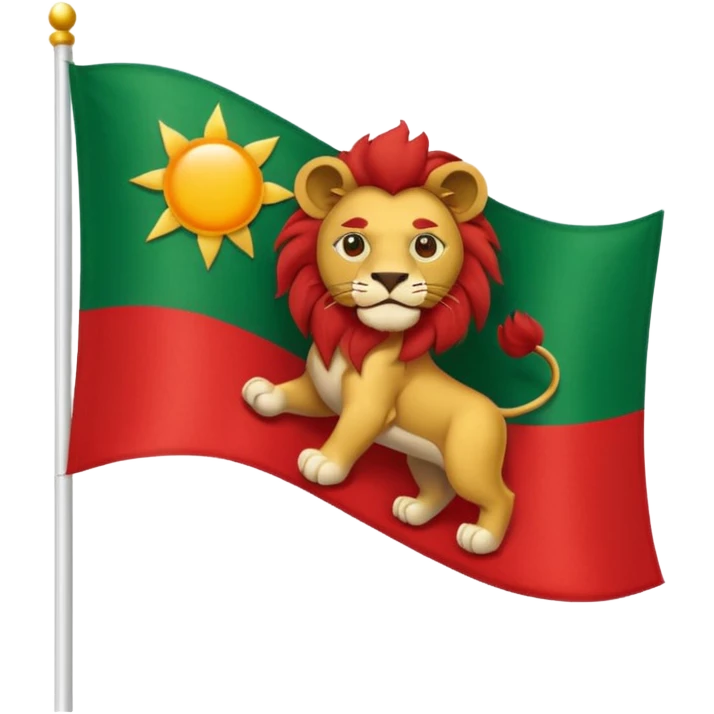 Small Lion and sun logo at the middle of flag in the red white and green flag(up to down ) emoji