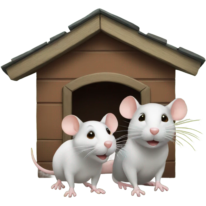 three rats living in the dog house emoji