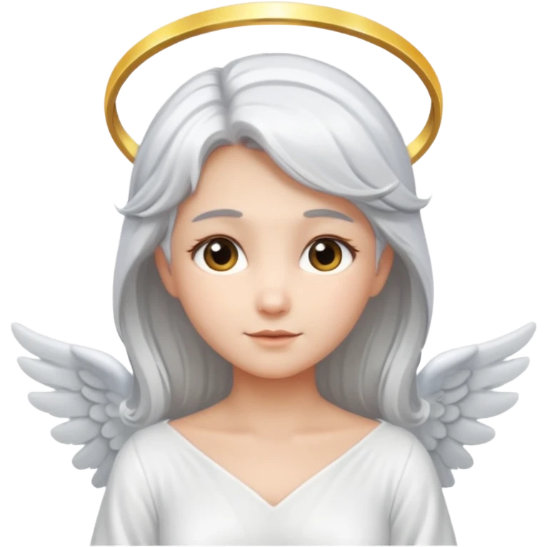 Angel with silver hair and glowing halo emoji