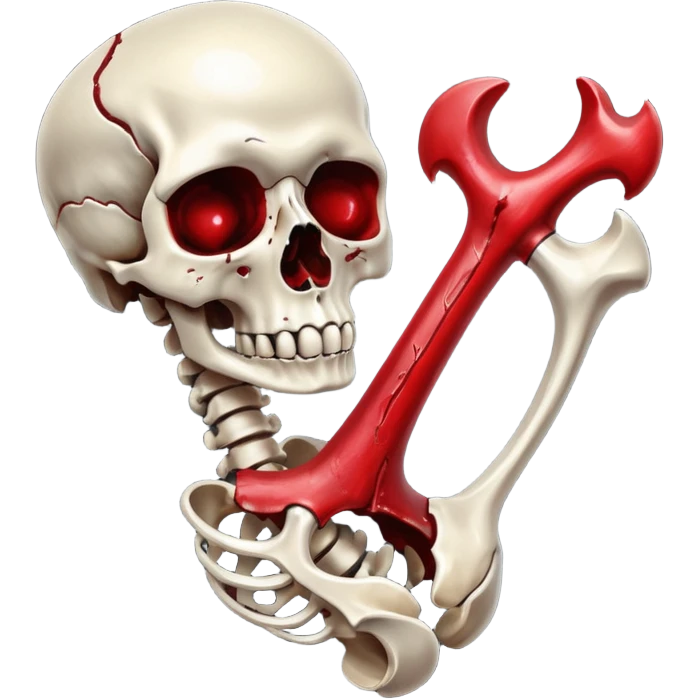 metallic anatomic bones with blood, steel texture, dark dramatic tone, minimal details emoji