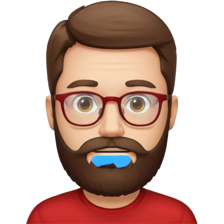 bearded man with eyeglasses red shirt emoji