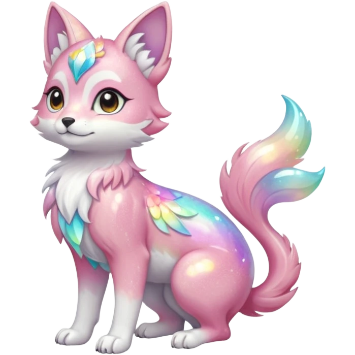 Multicolored sparkly marble Sakura shiny ethereal pastel iridescent light pale cute adorable pretty feminine elegant realistic floral exotic Falvie-Fionbri-fursona, full body emoji