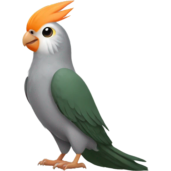Grey Cockatiel orange cheeks with Dark Green Tail emoji