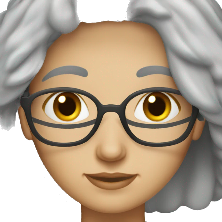 gray hair woman with brown eyes working on laptop emoji