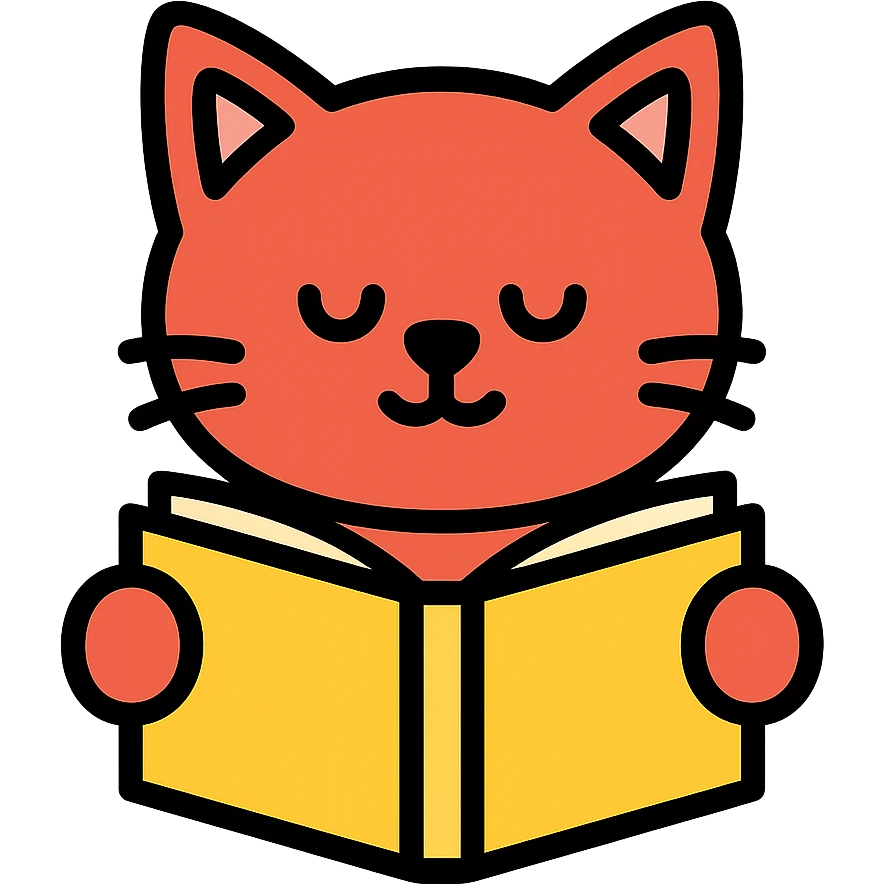 red cat reading a book emoji