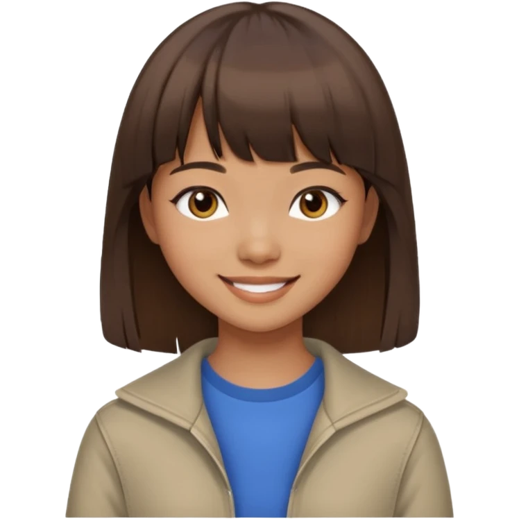 Brown-skinned Asian girl with straight brown hair and bangs  emoji