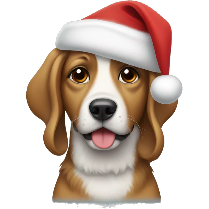Dog wearing Santa hat emoji