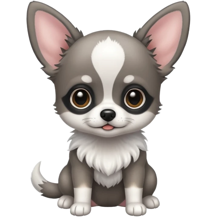 Grey - black -white baby Chihu dog emoji