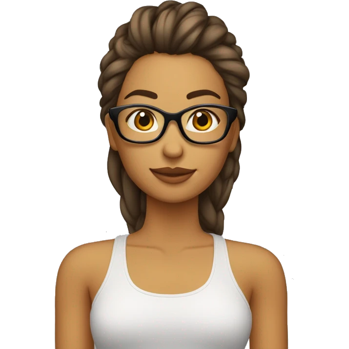 Chica con pelo listo color castaño claro gafas emoji