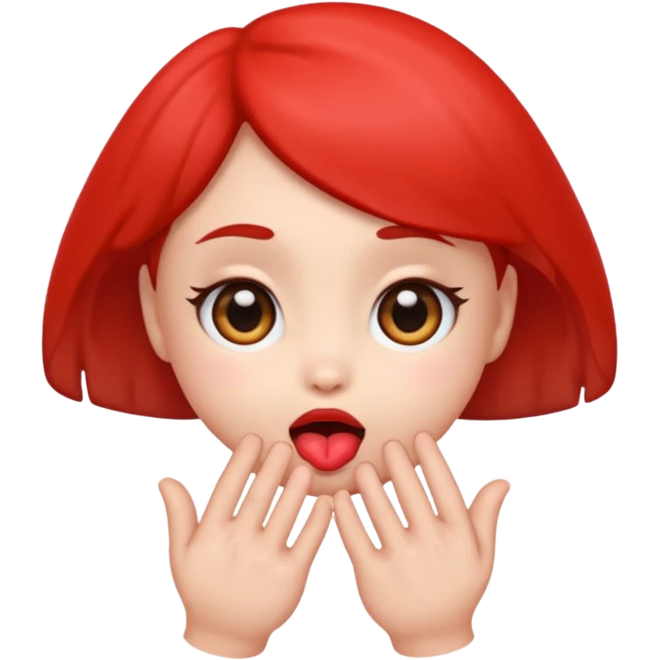 emoji with big anime like eyes like puppy eyes, puckered lips, red cheeks, Little excited clasp with their hands up by their cheeks emoji