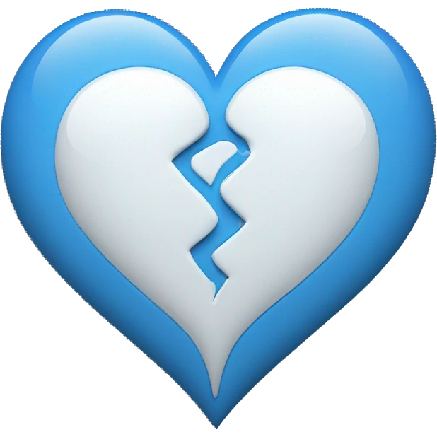  Blue heart and white heart mixed with blunt effect at the point of combining  the mixing should not be seen emoji