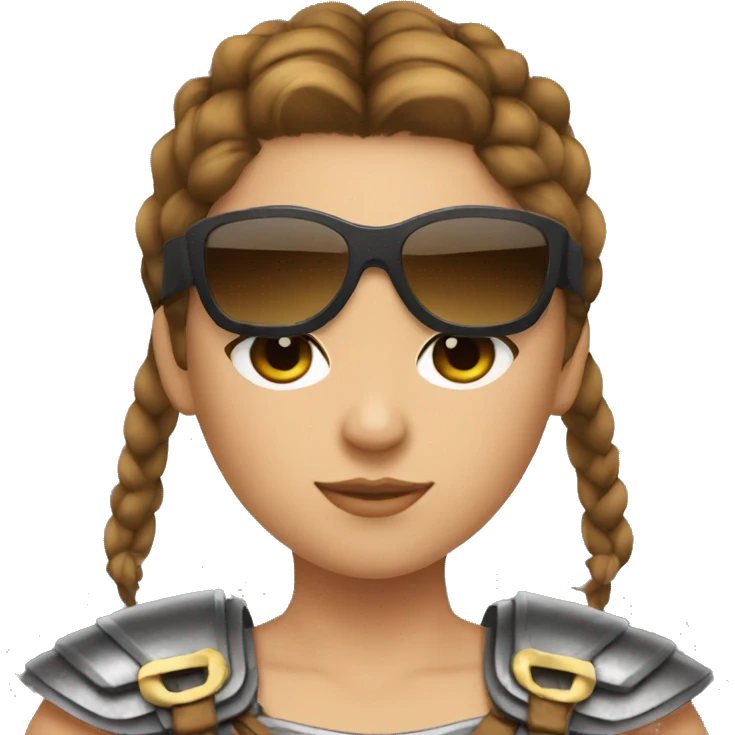 Girl gladiator with French braids, brown hair and sunglasses emoji