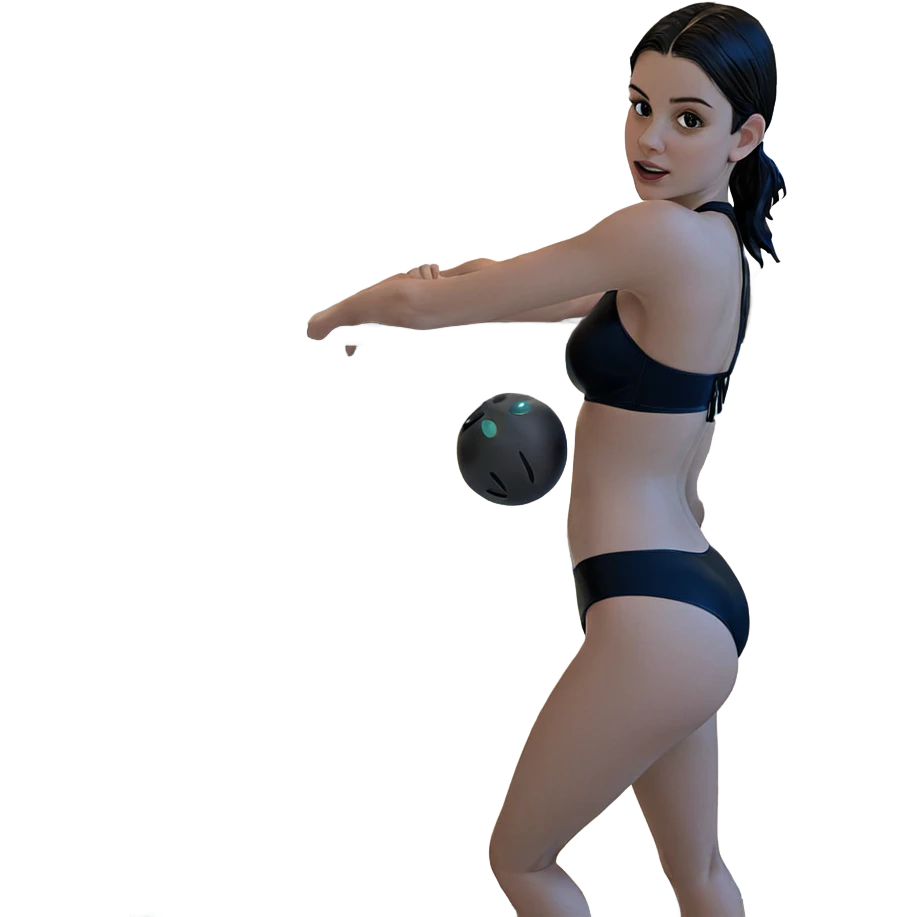 girl in black bikini pool emoji