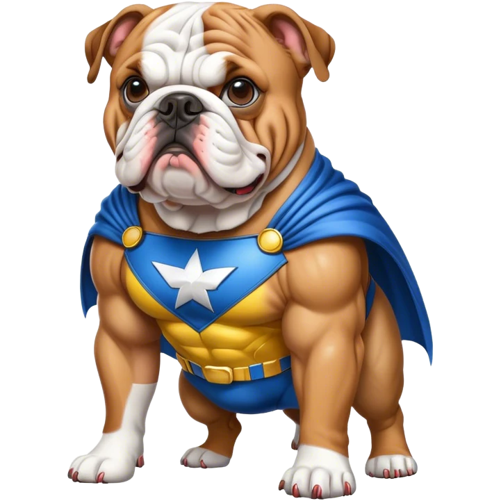 bulldog ingles traje super héroe emoji