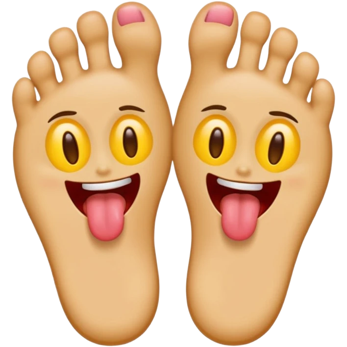 Make an emoji with freaky expression, longue out, bare feet up emoji