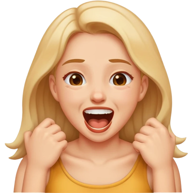 Girl choking herself laughing emoji