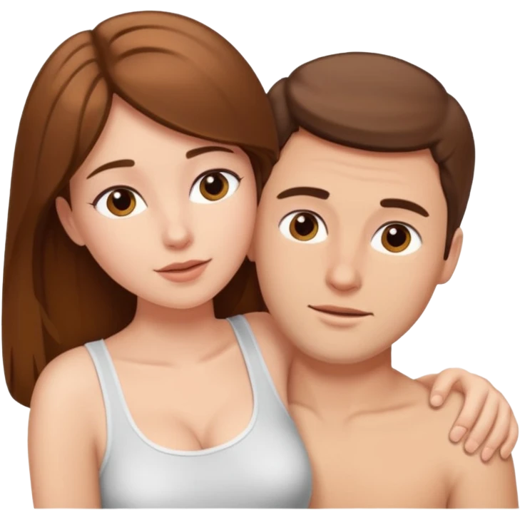 Brown haired white guy doggystyle sex with brown haired white girl, girls ass us, guy is behind emoji