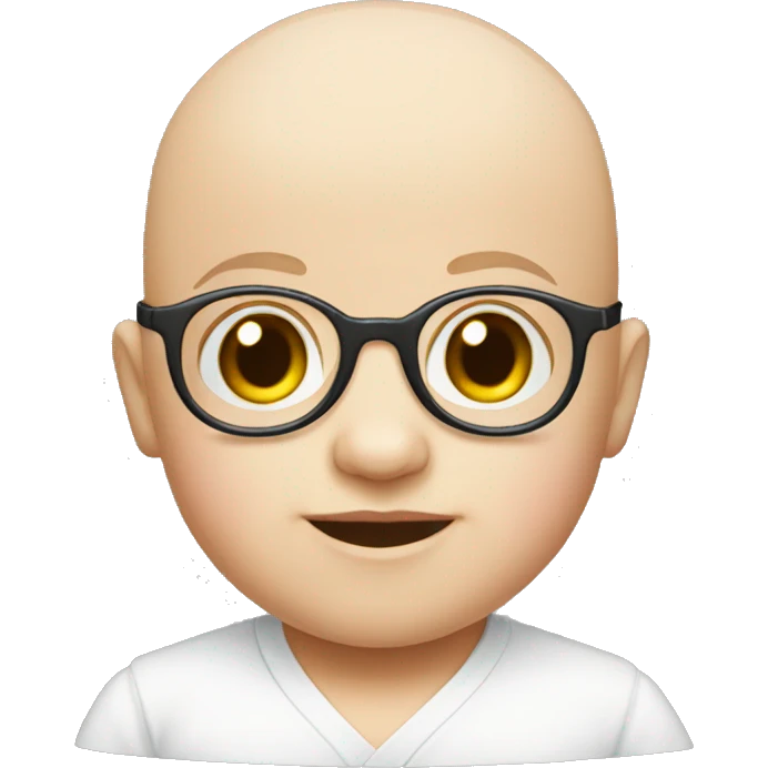 A bald white baby Wearing round glasses emoji