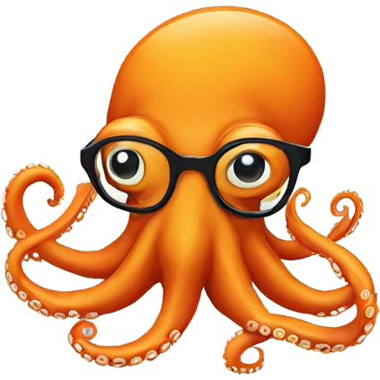 Orange octopus with glasses emoji