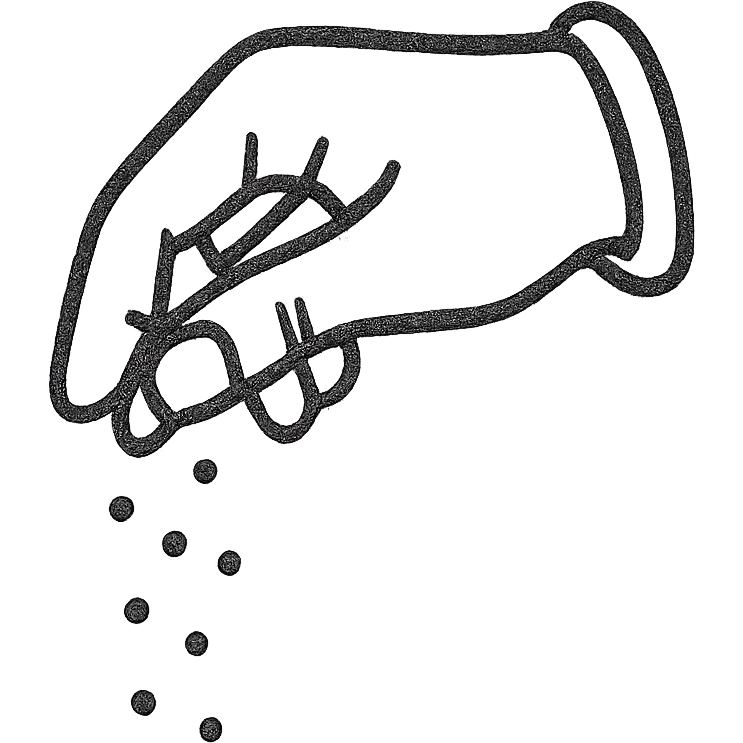 a hand sprinkling sugar, stylized and easy to recognize emoji