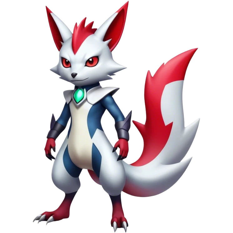 Cool Edgy Badass Shiny Futuristic Ethereal Legendary Digimon-Sneasel-Zangoose-hybrid full body emoji