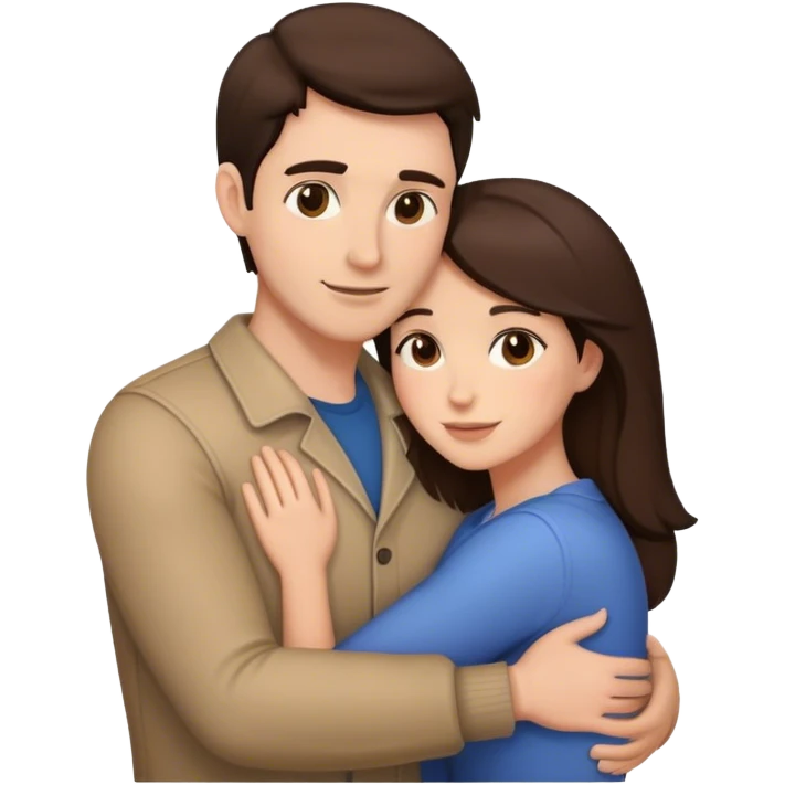 brunette couple hugging emoji