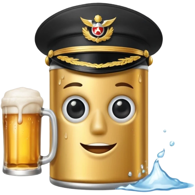 Beer can with captains hat emoji