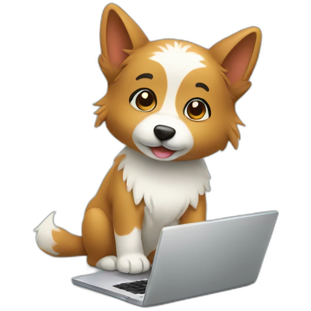 Cute corgui with a laptop emoji