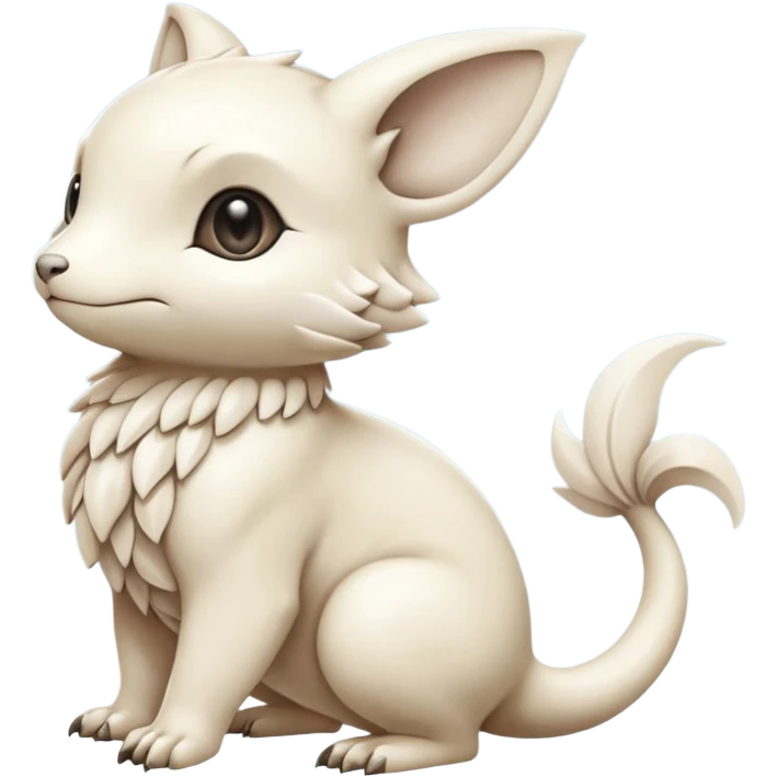 White soft natural realistic romantic vintage antique divine beautiful elegant pretty precious cute young youthful  Fakémon-Pokémon-hybrid-creature emoji