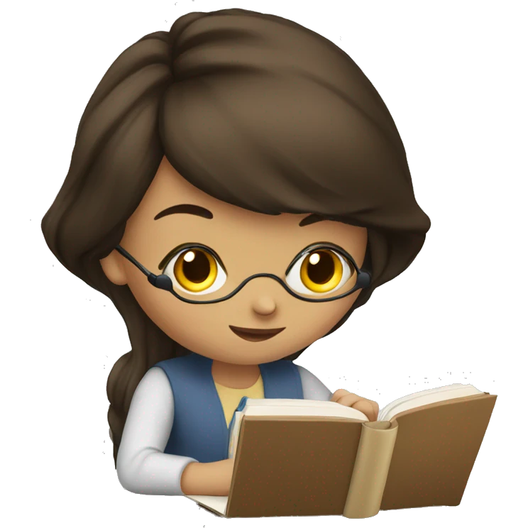 brunette girl studying emoji