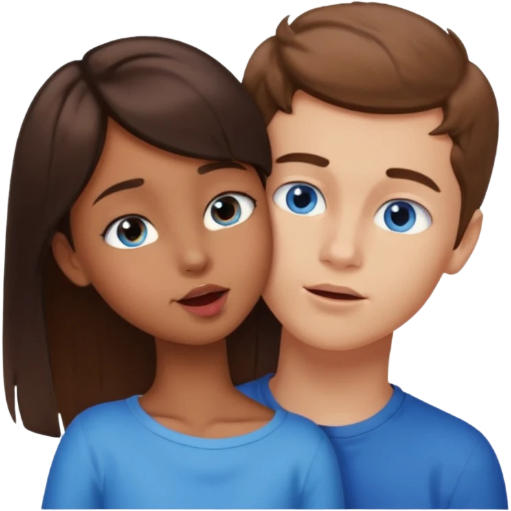 Make an emoji where a boy with light brown hair LICKING the NECK  of a blue eyed dark brown haired shoulder lenght girl emoji