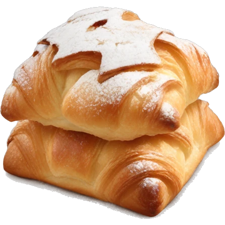 Square shaped almond croissant with powdered sugar on top emoji