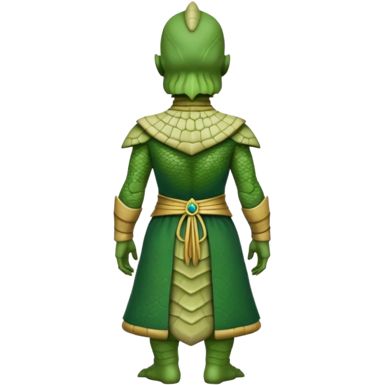 reptilian humanoid in ancient outfit, back view emoji