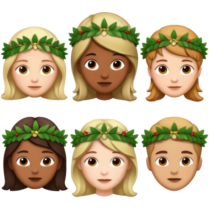Asians wearing laurel wreaths emoji