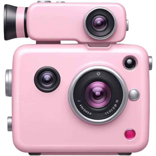 Kawaii light pink video camera with cute face emoji