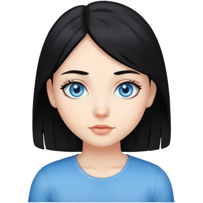 A girl with Blue eyes and black hair color emoji