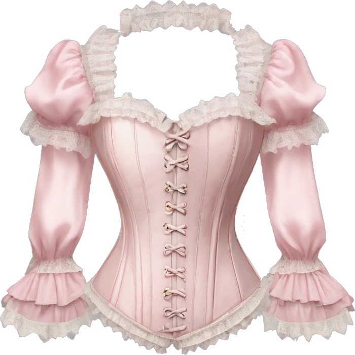 vintage rococo light pink corset with lace and frills and sleeves  emoji