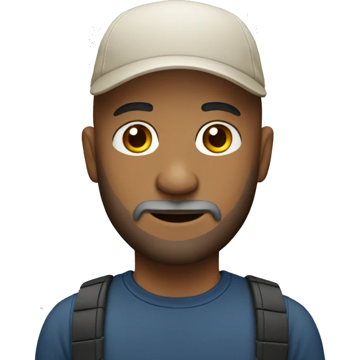 bald man with beard wearing cap emoji