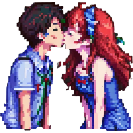anime girl kissing boy emoji