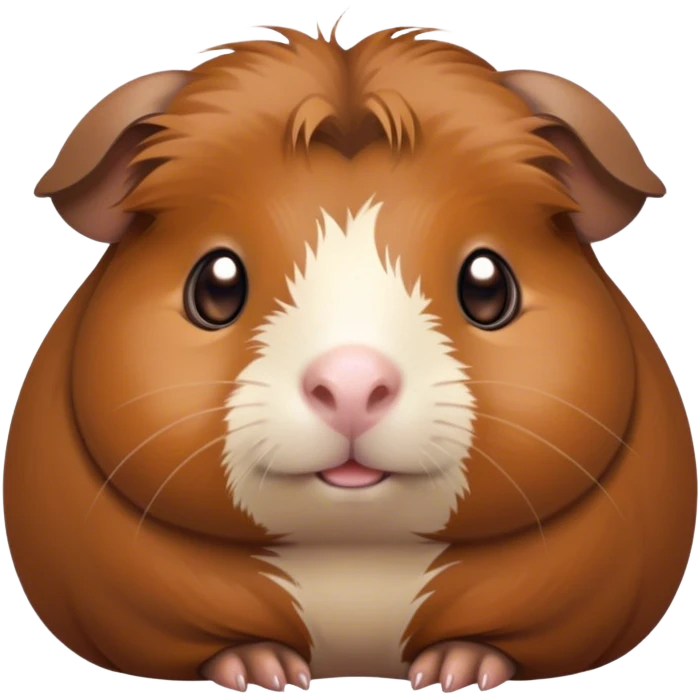 Cinematic Cute Brown Guinea Pig Portrait Emoji, Head tilted playfully and inquisitively, showcasing a velvety brown coat with a natural sheen, round, sparkling dark eyes filled with curiosity, Simplified yet irresistibly adorable features, highly detailed, glowing with a warm, friendly glow, high shine, affectionate and lively, stylized with a touch of whimsy, bright and endearing, soft glowing outline, capturing the essence of a mischievous yet loving guinea pig, so playful it feels like it could nuzzle out of the screen into your arms! emoji