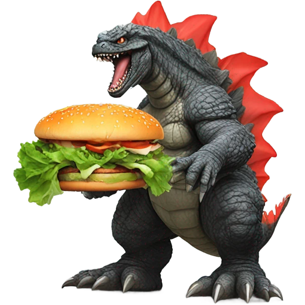 Godzilla eating a burger  emoji