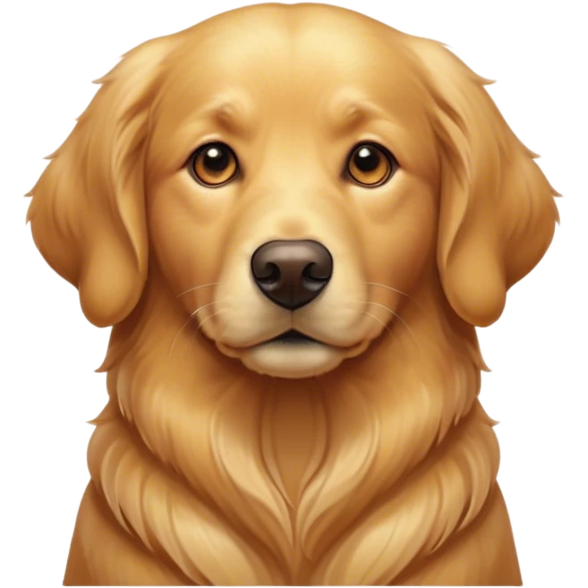 Cinematic Noble Golden Retriever Portrait Emoji, Poised and regal, with a strong, athletic build and a glossy, well-groomed golden coat, deep-set soulful brown eyes, Simplified yet sharp and sophisticated features, highly detailed, glowing with a soft, dignified glow, high shine, intelligent and friendly, stylized with an air of warmth, focused and attentive, soft glowing outline, capturing the essence of a watchful and confident companion, so majestic it feels as though it could bound out of the screen with effortless authority! emoji