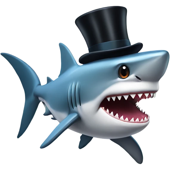 Shark with a top hat emoji
