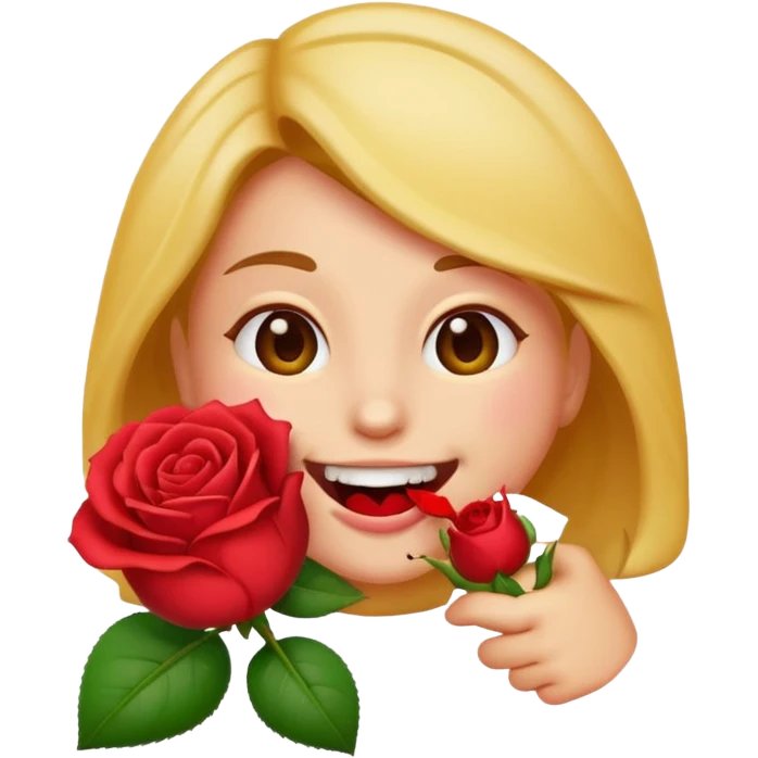 Normal emoji biting a rose flower  emoji